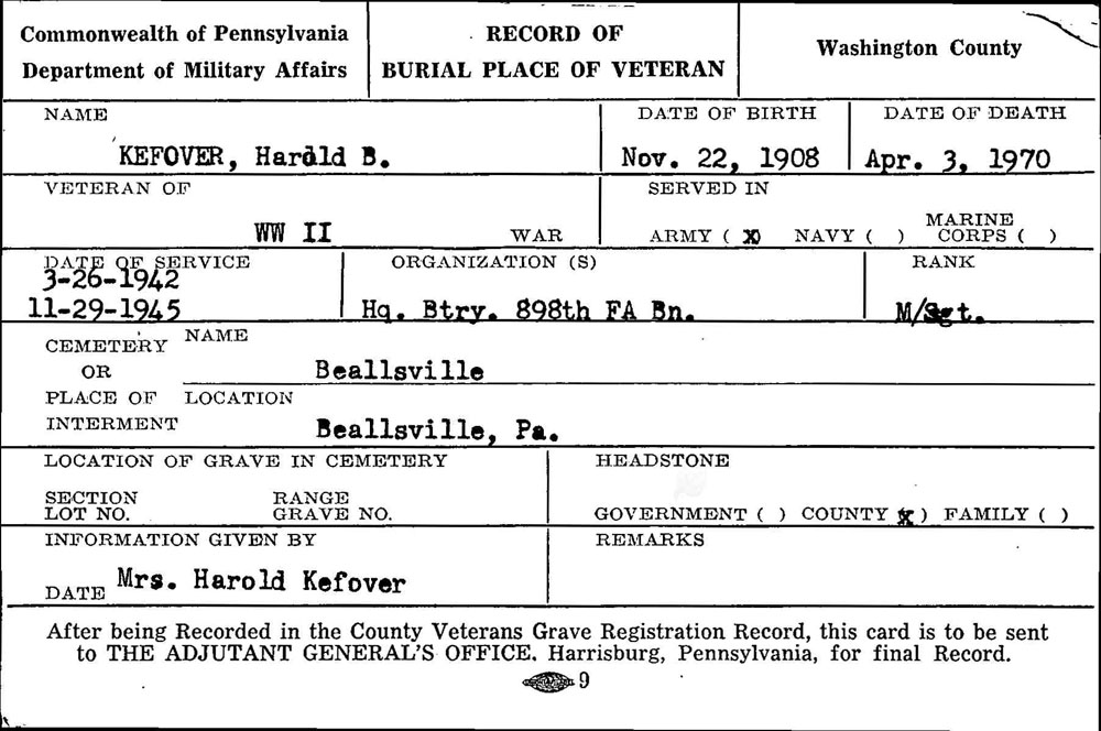 Harold B. Kefover